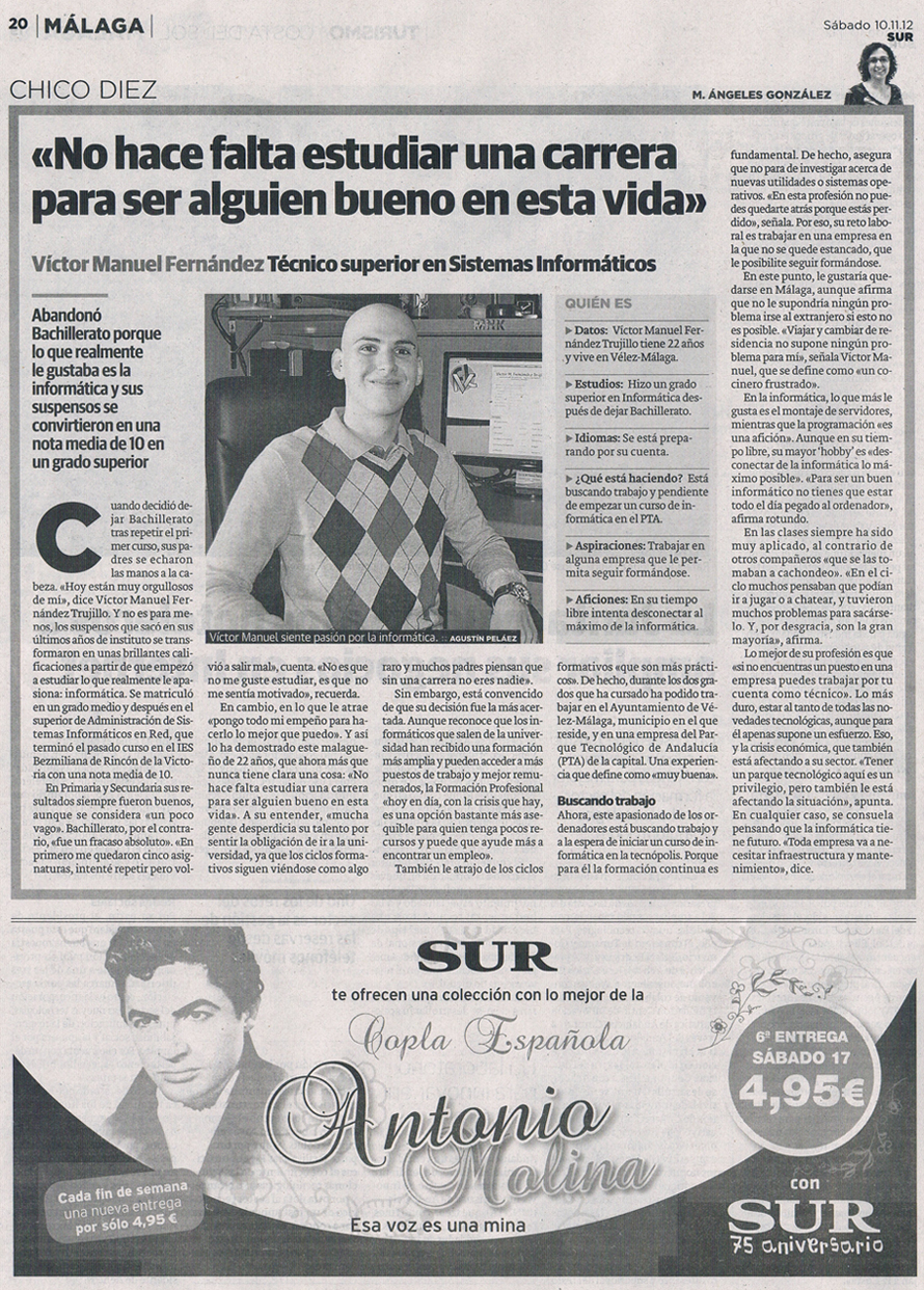 Entrevista de Diario Sur a Víctor Manuel Fernández Trujillo